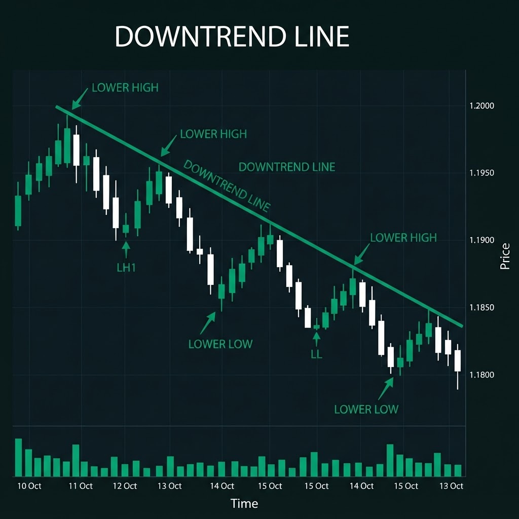 Downtrend Line with Lower Highs and Lower Lows