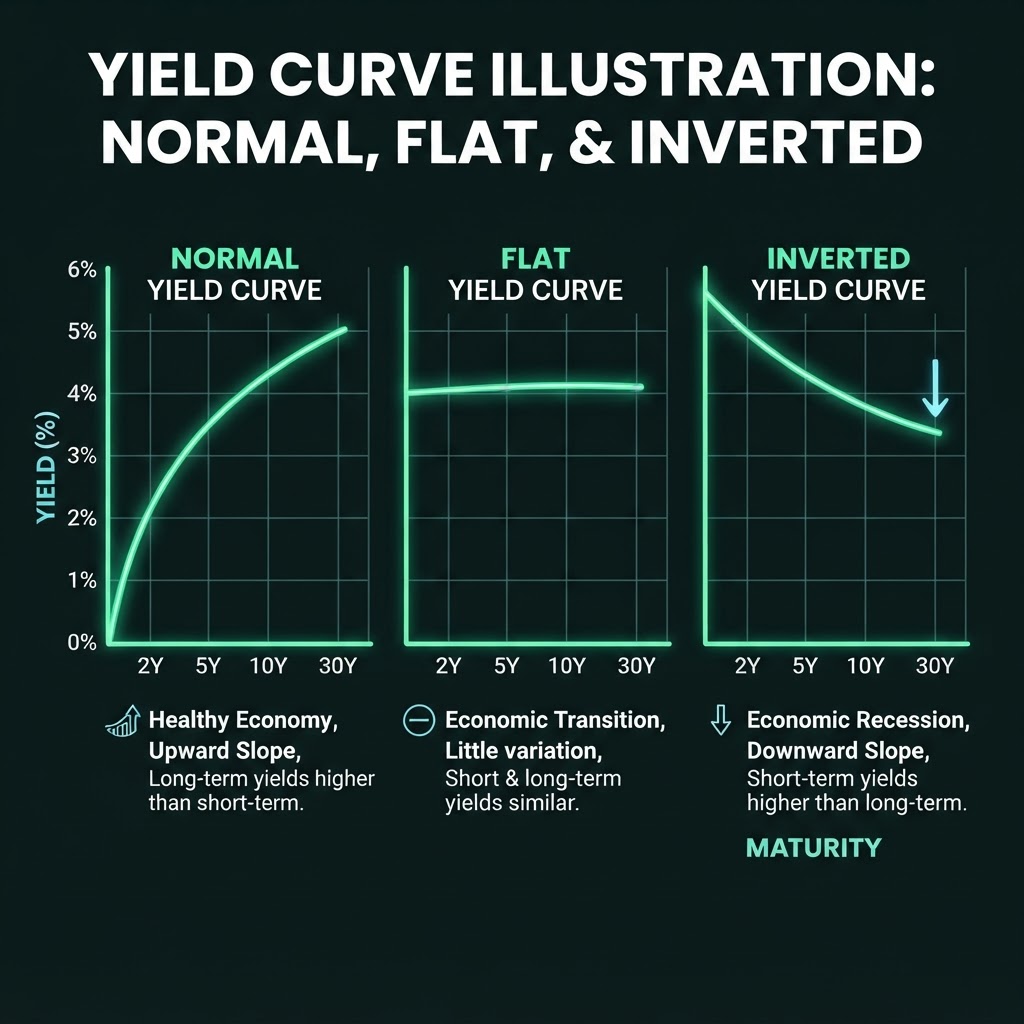 Normal, flat and inverted yield curves