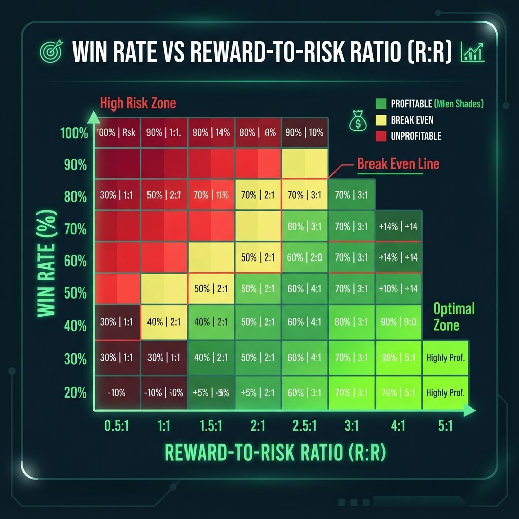 Win rate versus reward-to-risk profitability grid