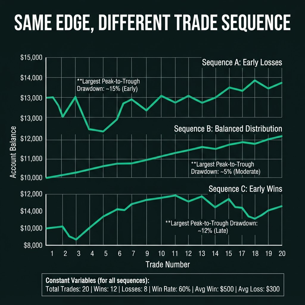 Same edge, different trade sequence