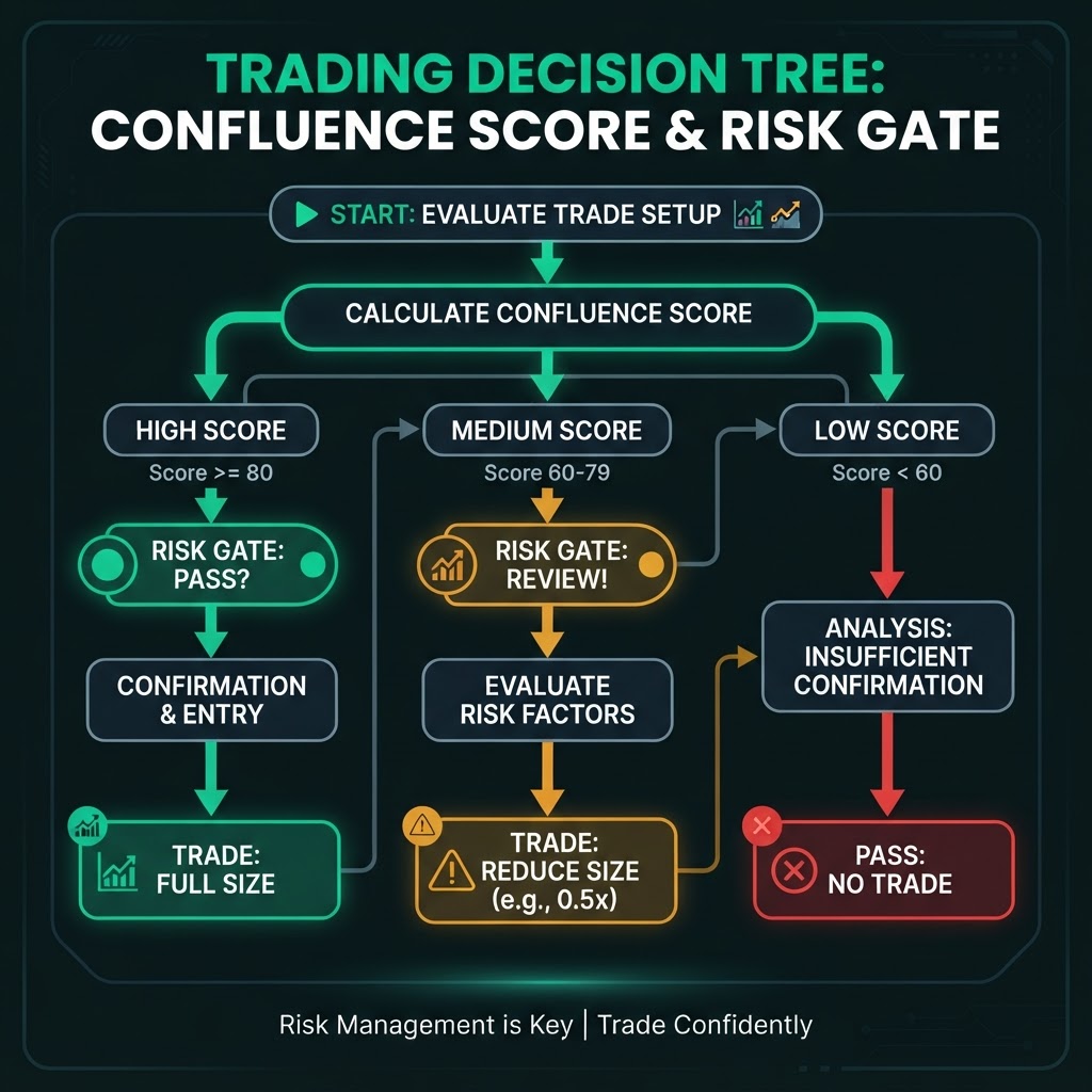 Trade, reduce size, or pass decision tree