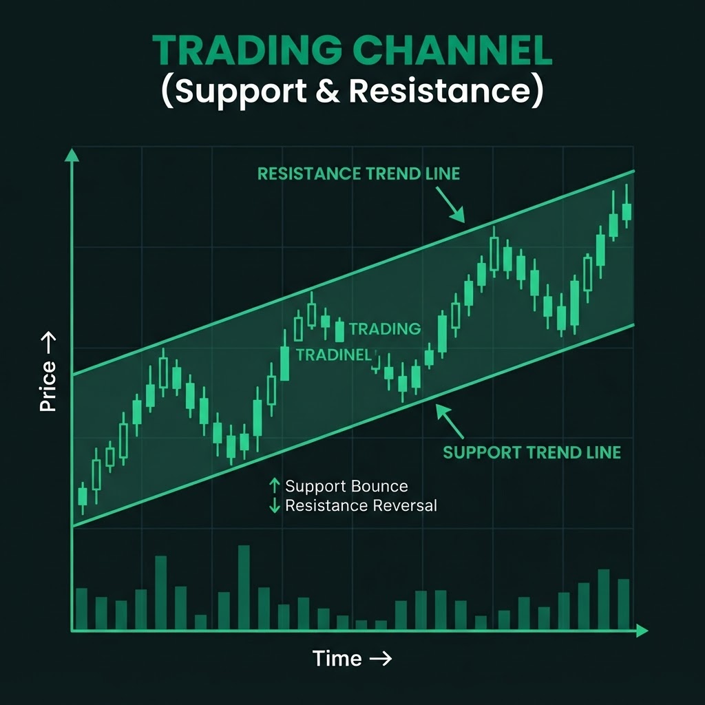 Trading Channel with Support and Resistance Lines