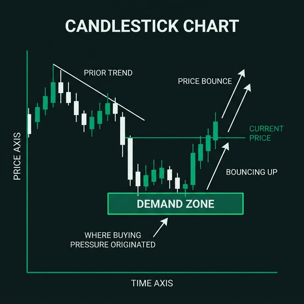 Demand Zone on a Candlestick Chart