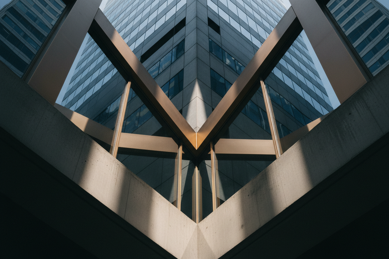 Architectural steel and glass representing structured approach
