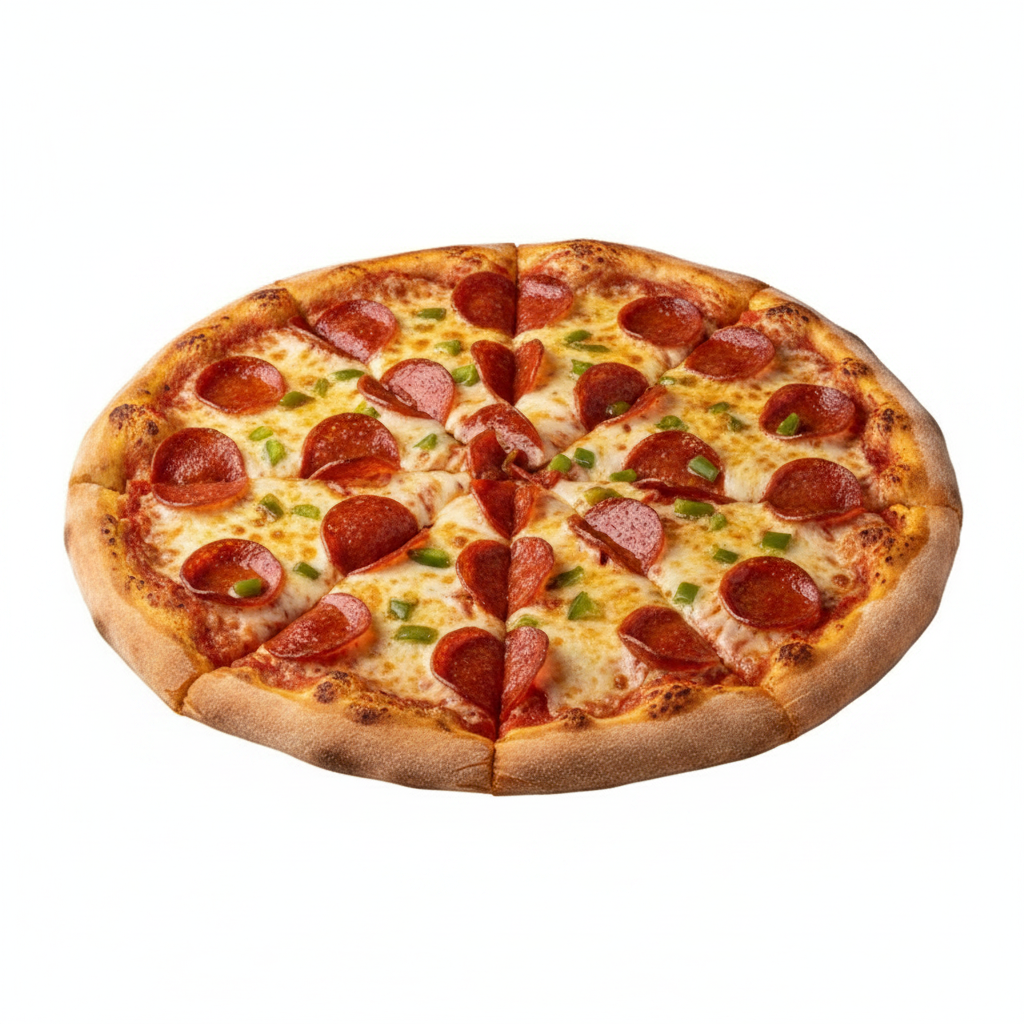 Brick House Pizza pepperoni pizza fresh out of the oven