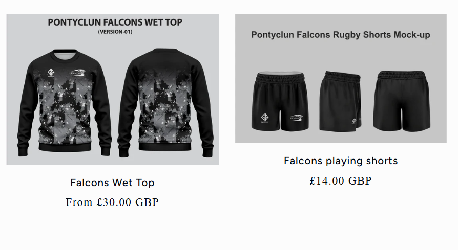 Pontyclun Falcons Wet Top & Playing Shorts