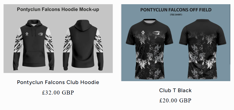 Pontyclun Falcons Hoodie & Club T-Shirt