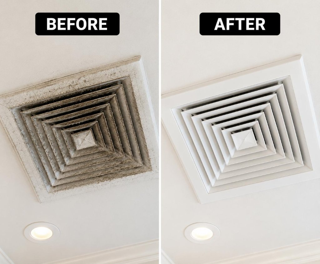 HVAC ceiling air vent cleaning before and after New Jersey