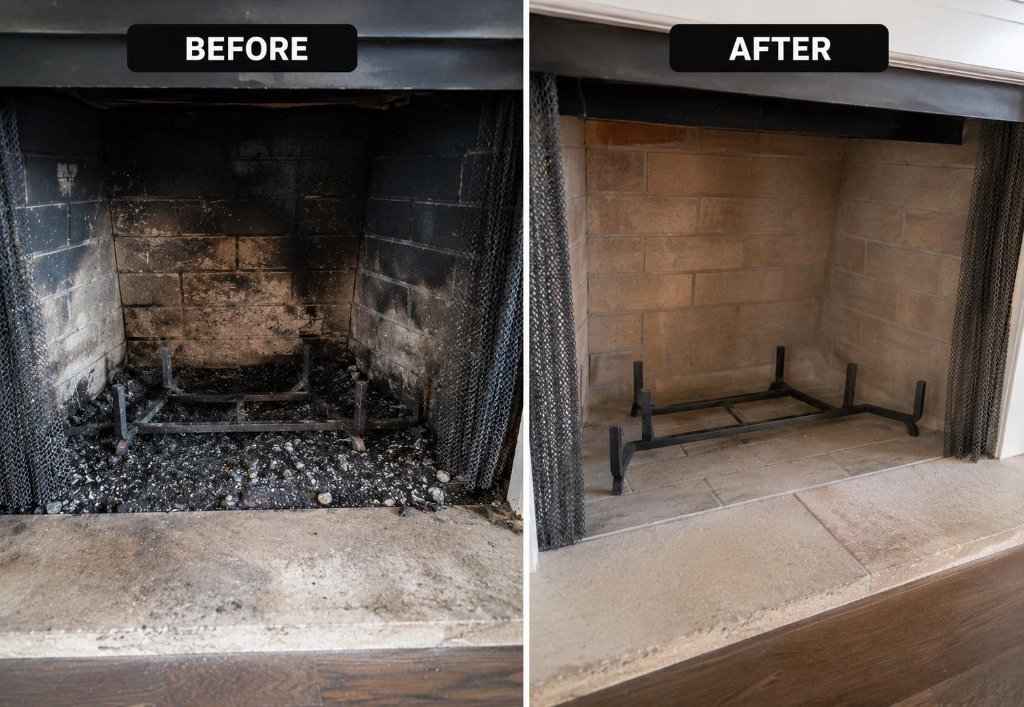 Fireplace hearth cleaning before and after New Jersey