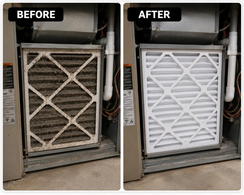 HVAC air filter replacement before and after New Jersey