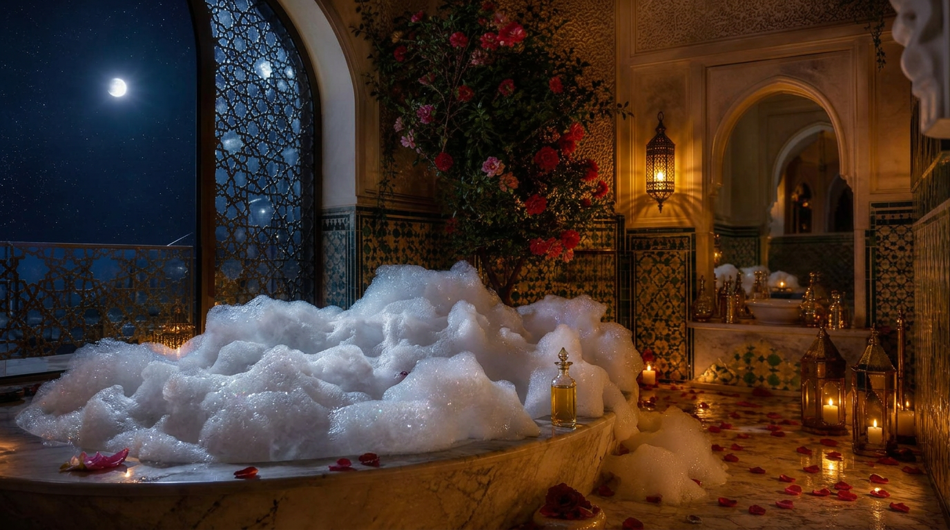 Moroccan Roses & Argan Oil bath atmosphere