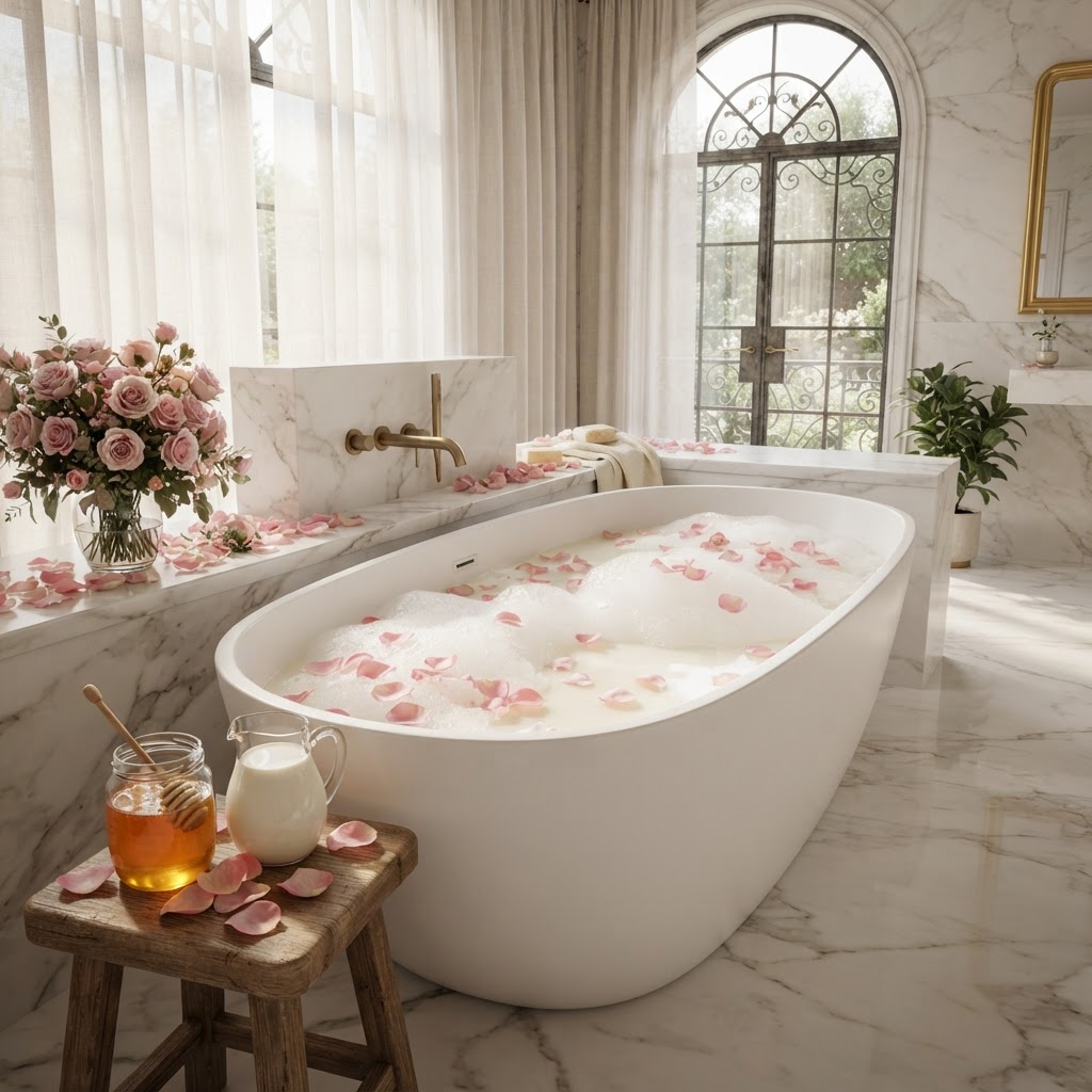 Rose, Milk & Honey bath atmosphere