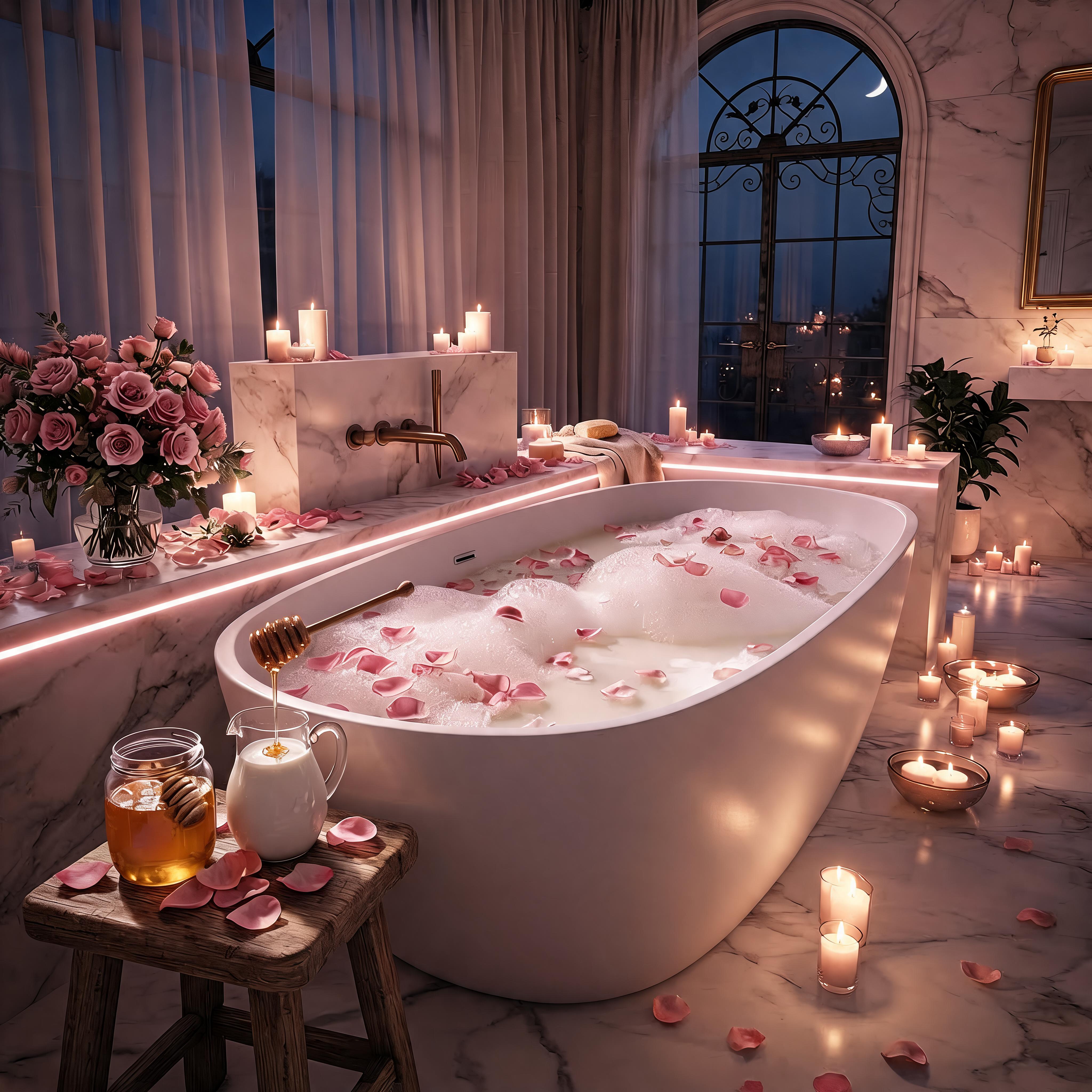 Rose, Milk & Honey bath atmosphere