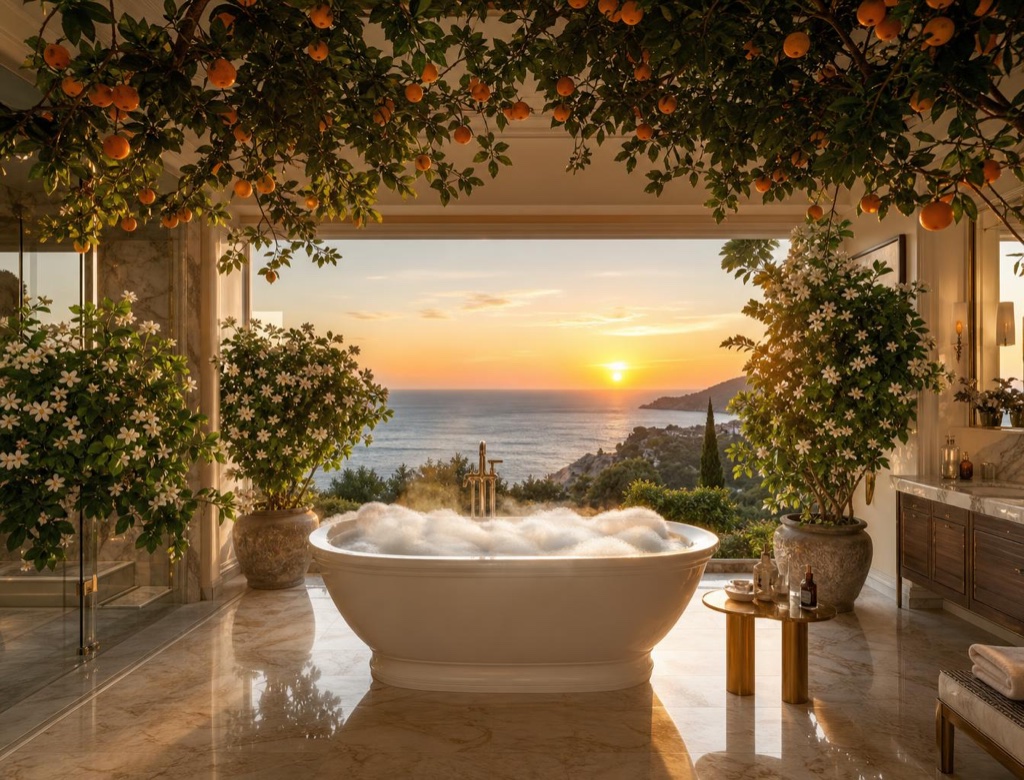 Jasmine Flowers & Mediterranean Orange bath atmosphere