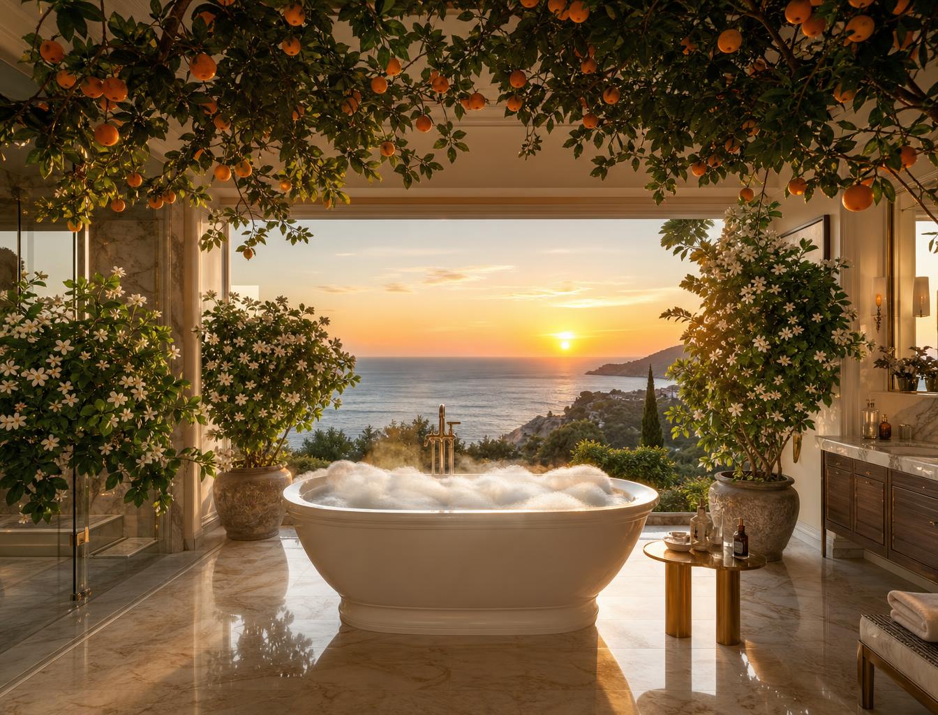 Jasmine Flowers & Mediterranean Orange bath atmosphere