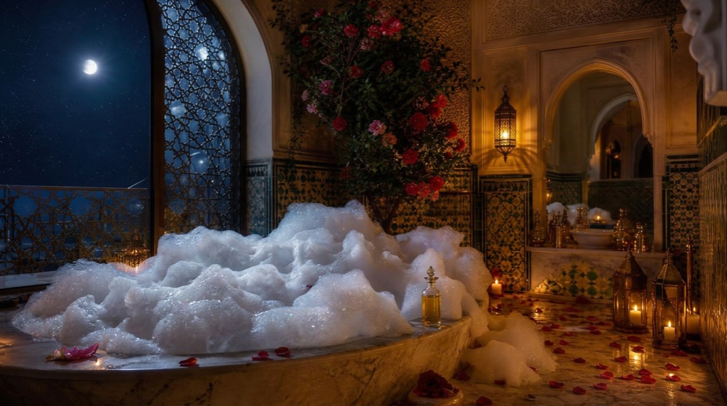 Moroccan Roses & Argan Oil bath atmosphere