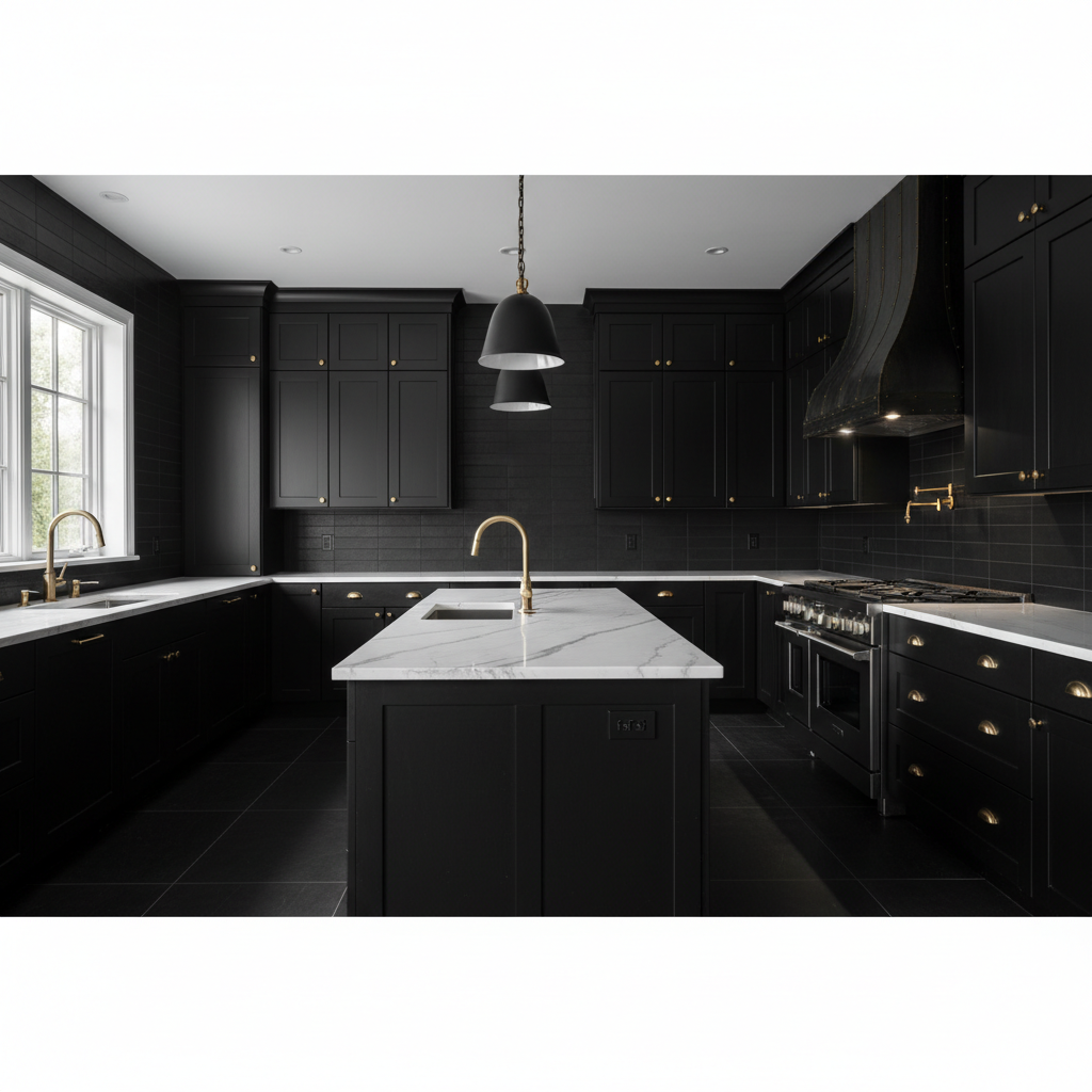 Sleek Black Chef's Kitchen in Houston, TX — Kitchen remodeling Houston TX