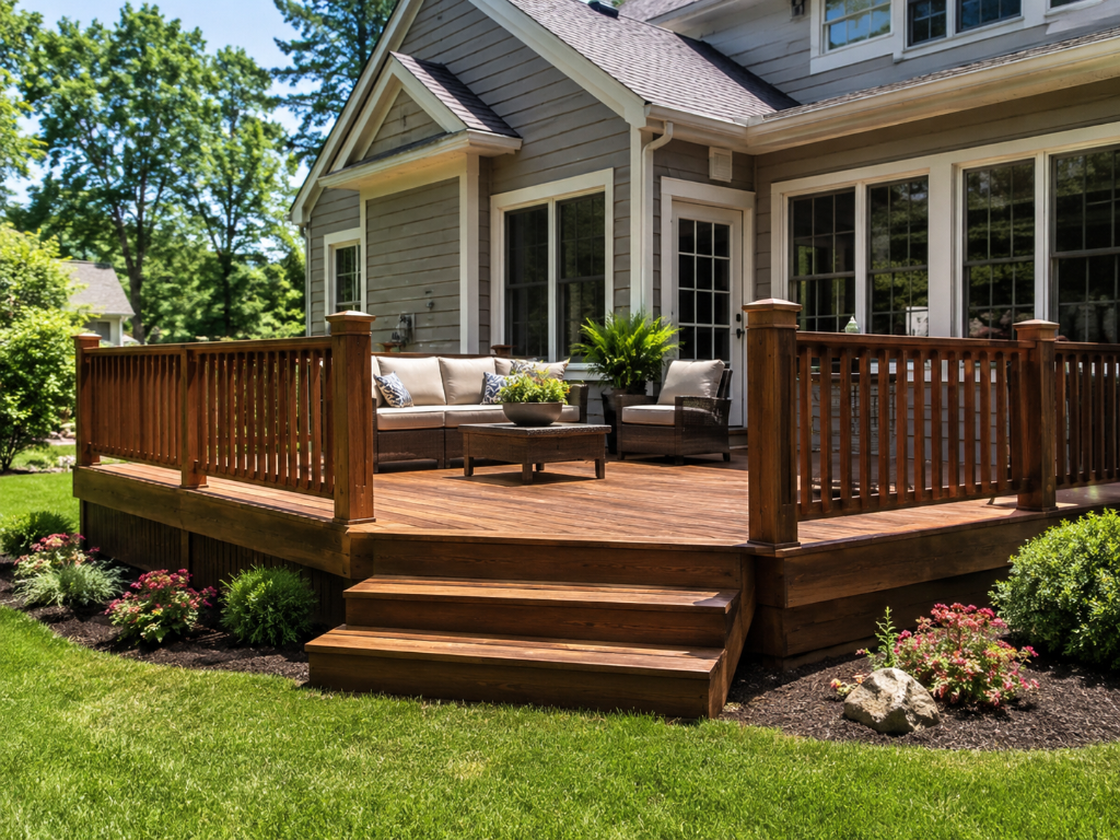 Standard backyard wood deck