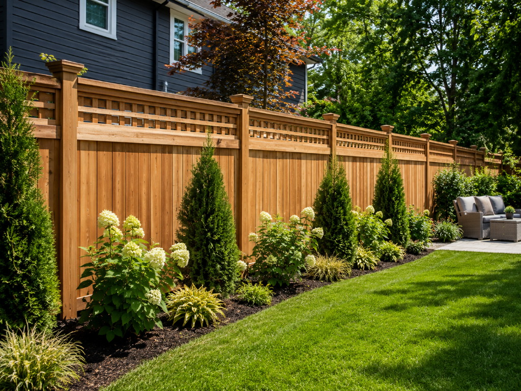 Decorative upgraded wood privacy fence