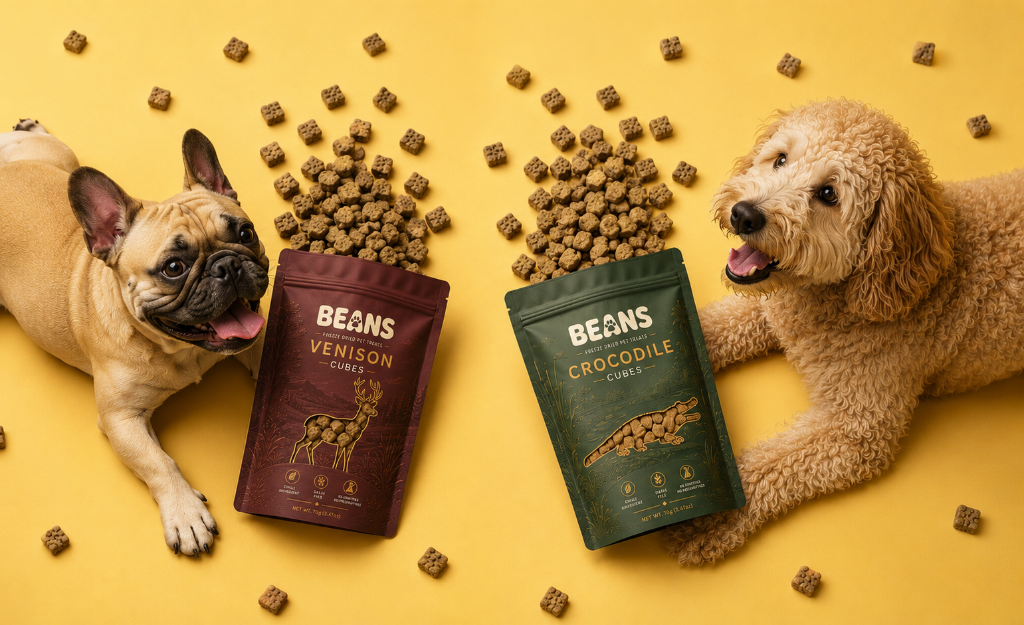 BEANS Venison and Horse treats with dogs