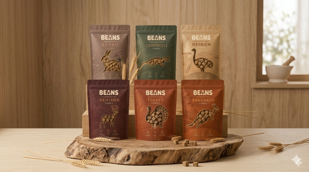 BEANS treat range flat lay