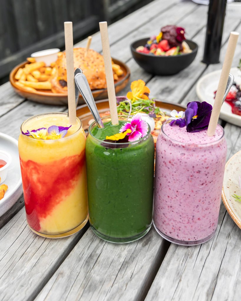 Fresh colourful smoothies at The Hideout Rosebud
