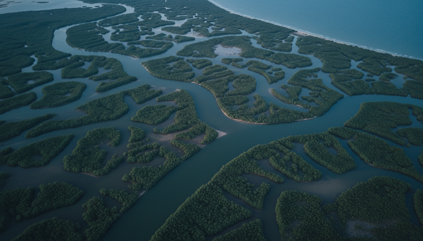 River delta aerial view