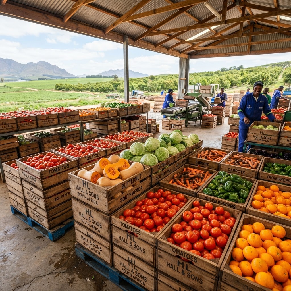 Crates of fresh produce