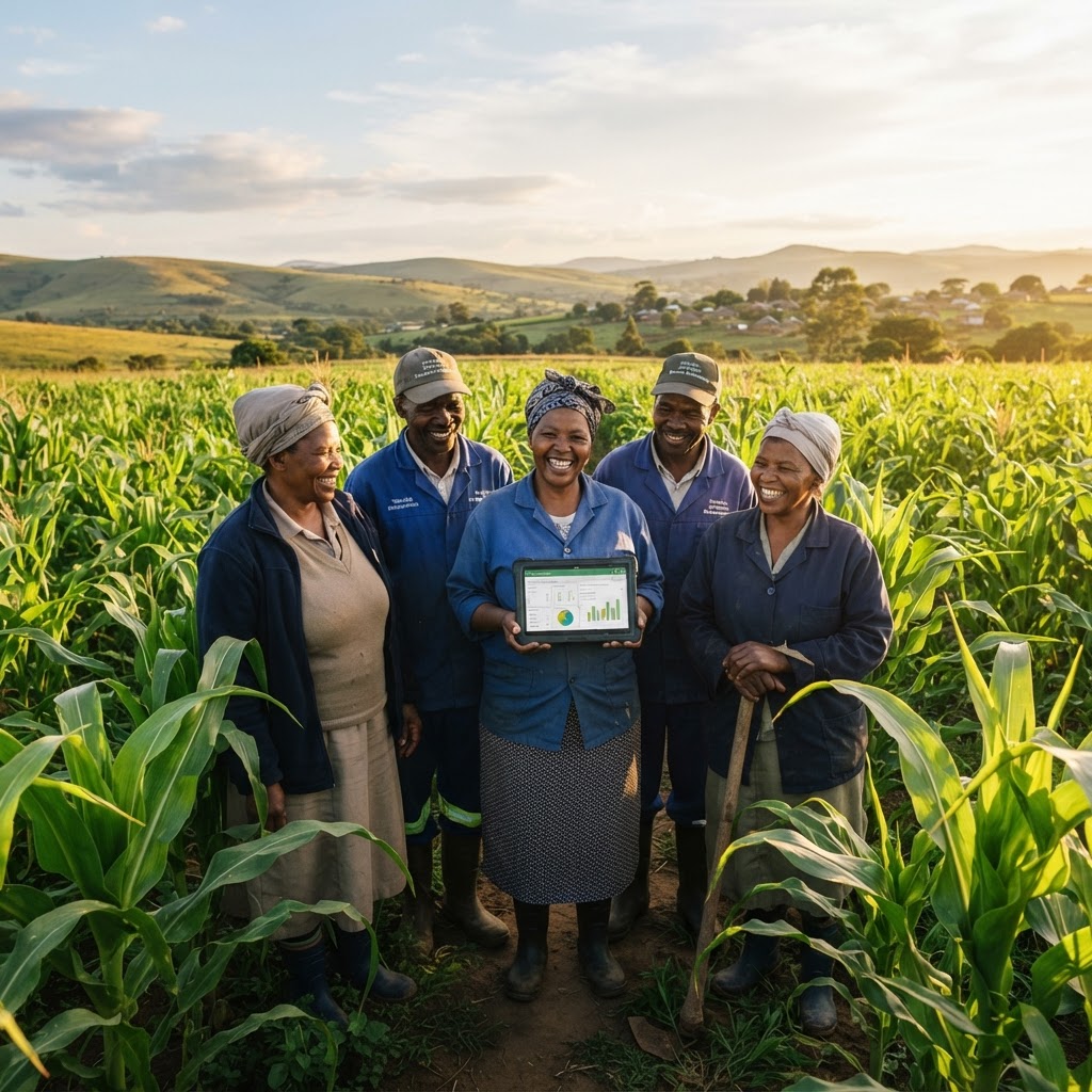 Farmers in a maize field
