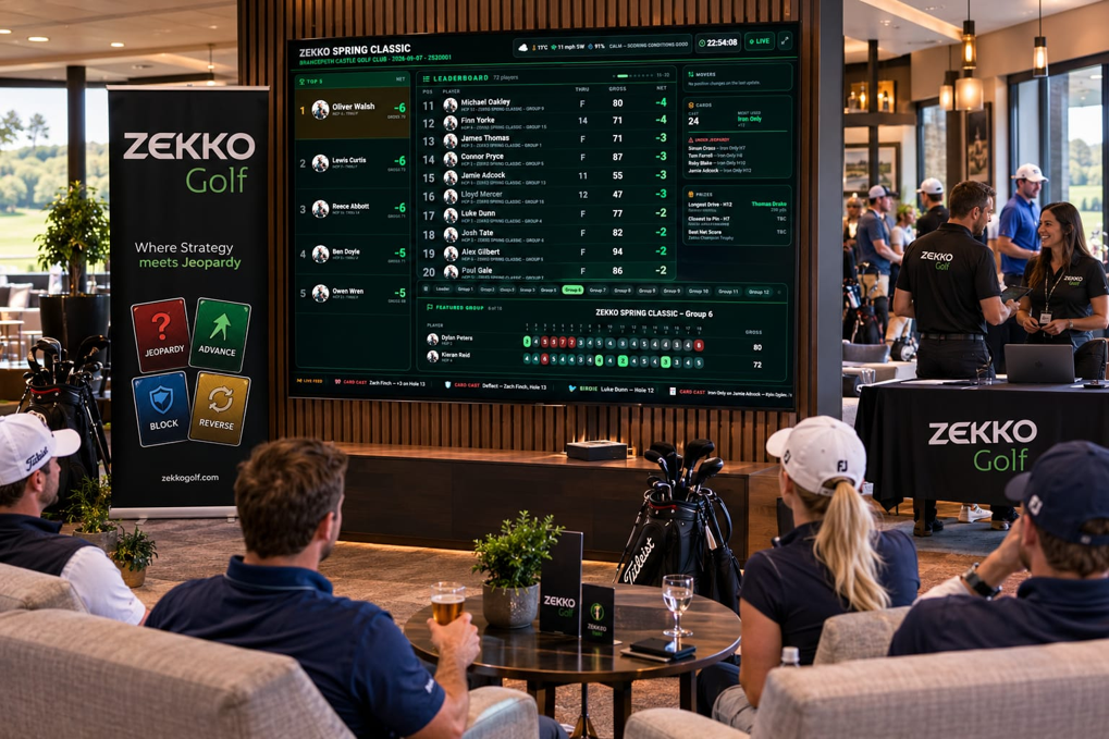 Leaderboard in the clubhouse
