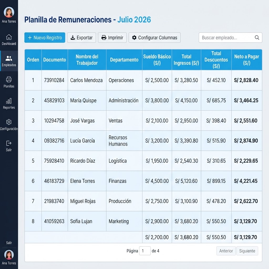 Planilla de remuneraciones