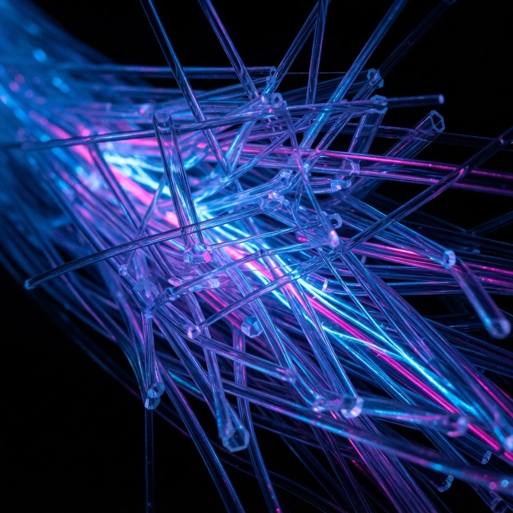 Light moving through crystalline fiber channels