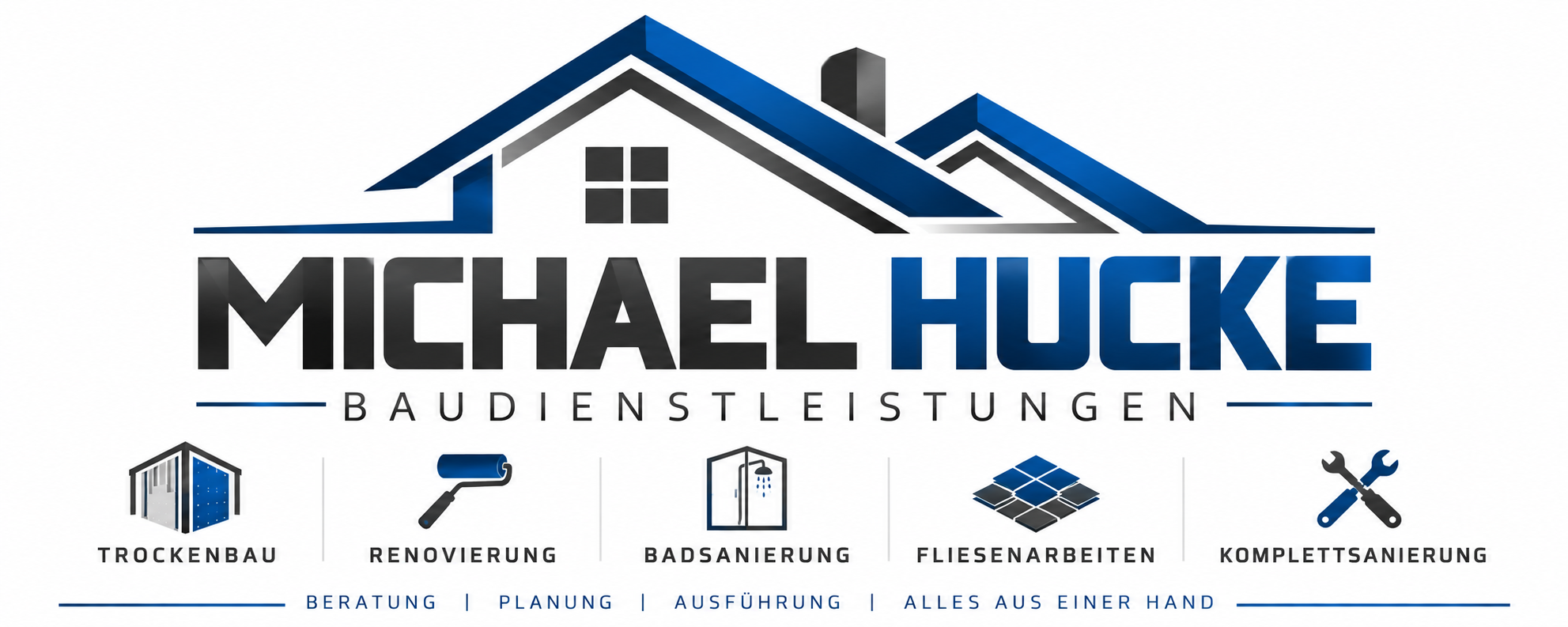 Logo Michael Hucke Baudienstleistungen mit blauem Hausmotiv