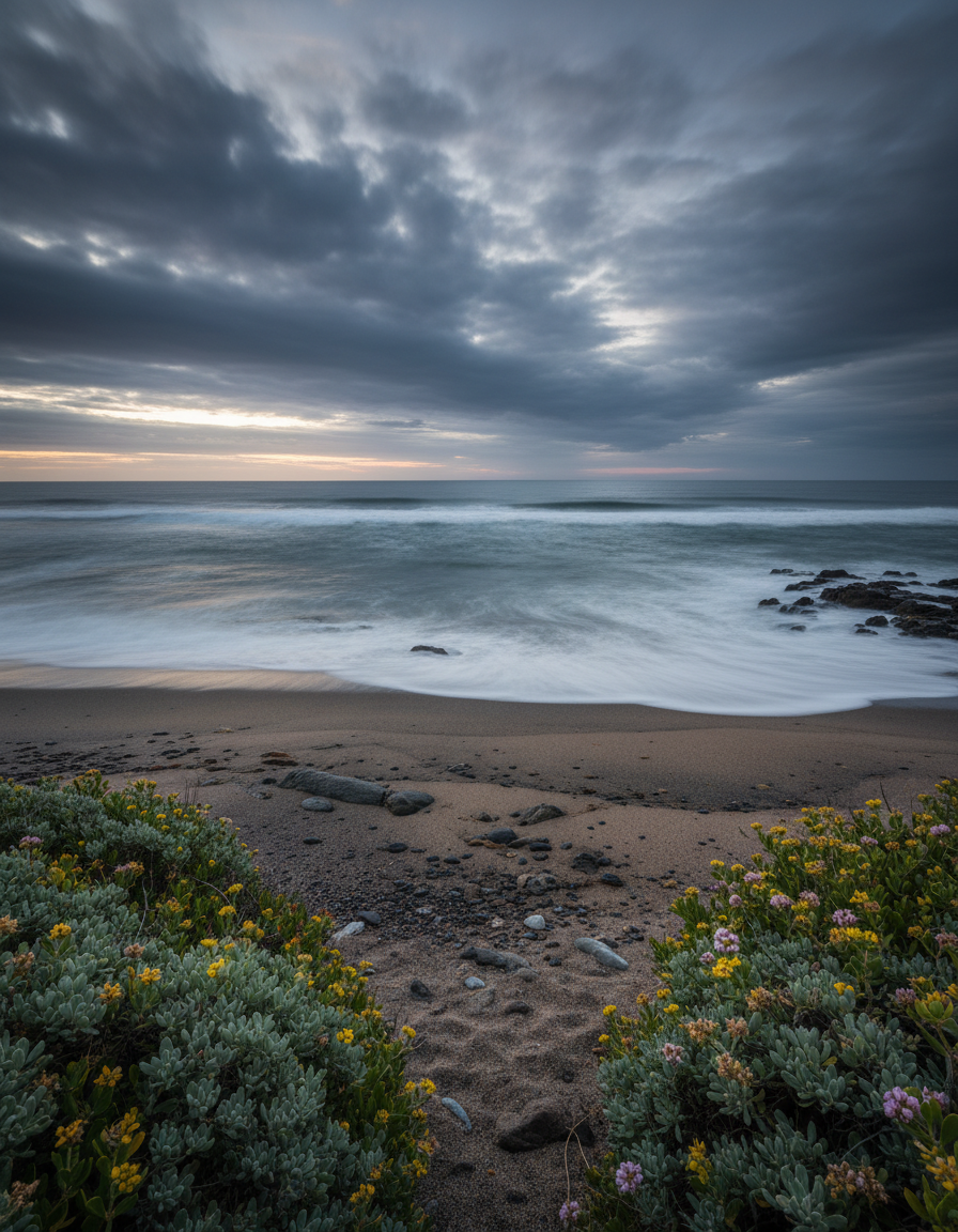 Untouched Wilderness shoreline at twilight