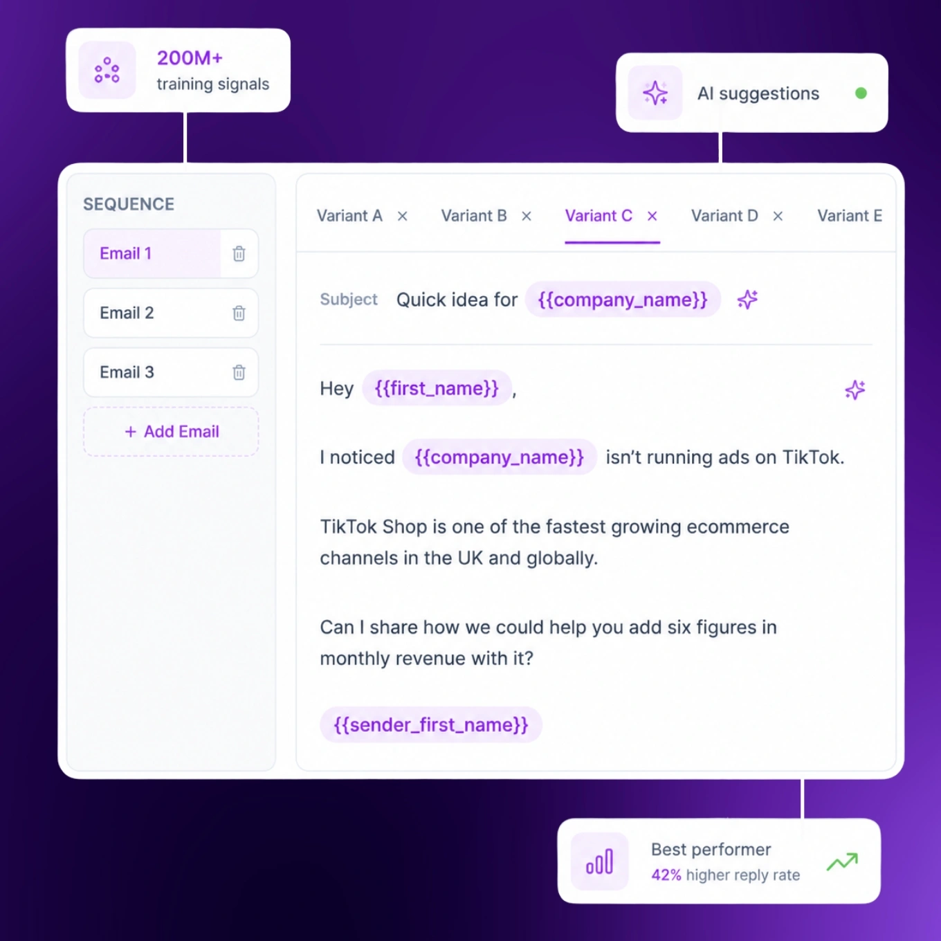 AI copywriter generating email variants