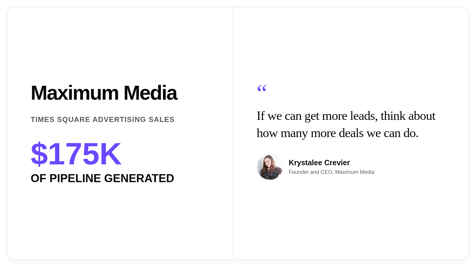 Maximum Media customer result
