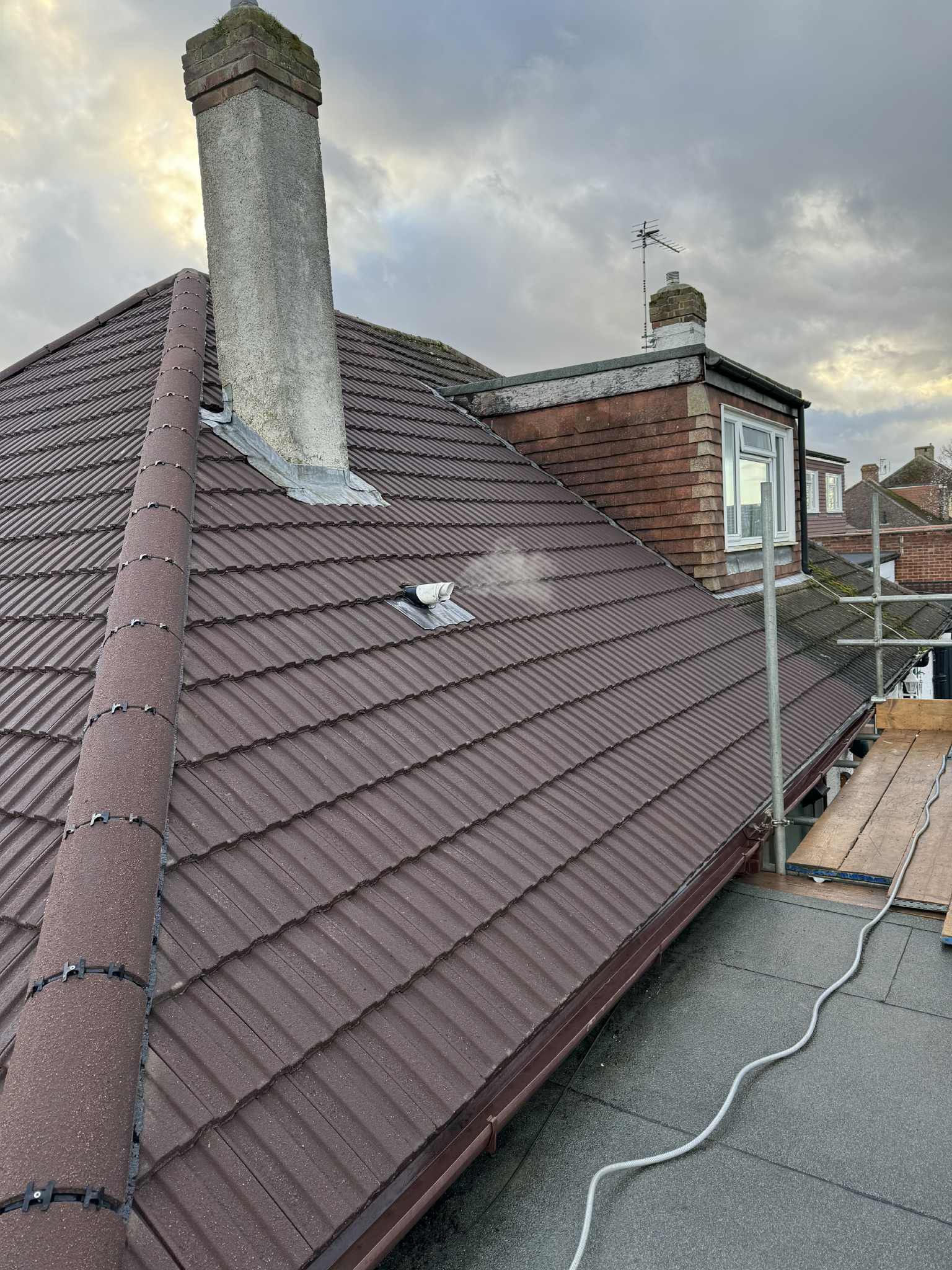 Completed roof project following spray foam removal