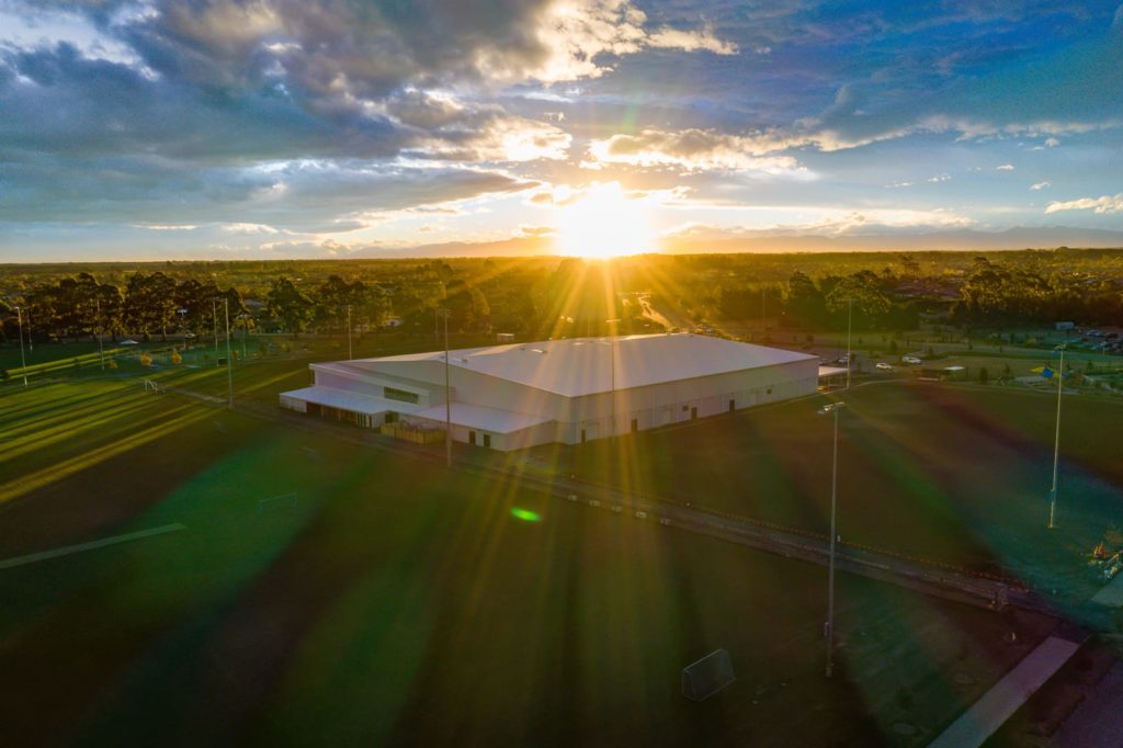 Selwyn Sports Centre at sunset