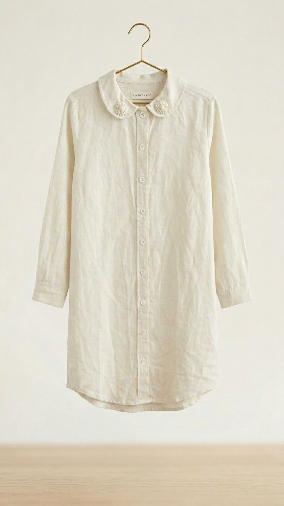 Ivory Linen Peter Pan Dress