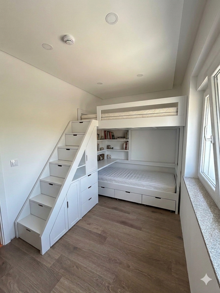 Quarto da moradia de Campo com carpintaria feita à medida