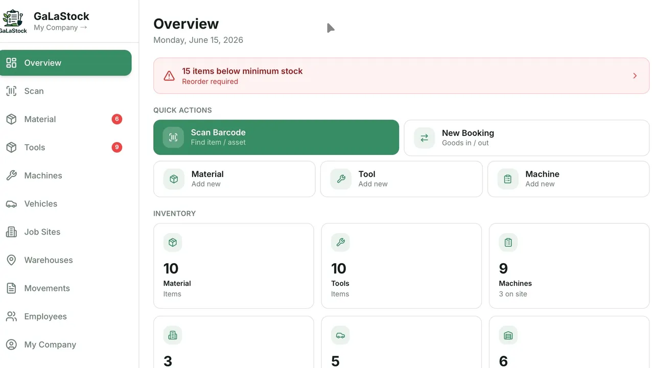 GaLaStock Inventory Manager template preview