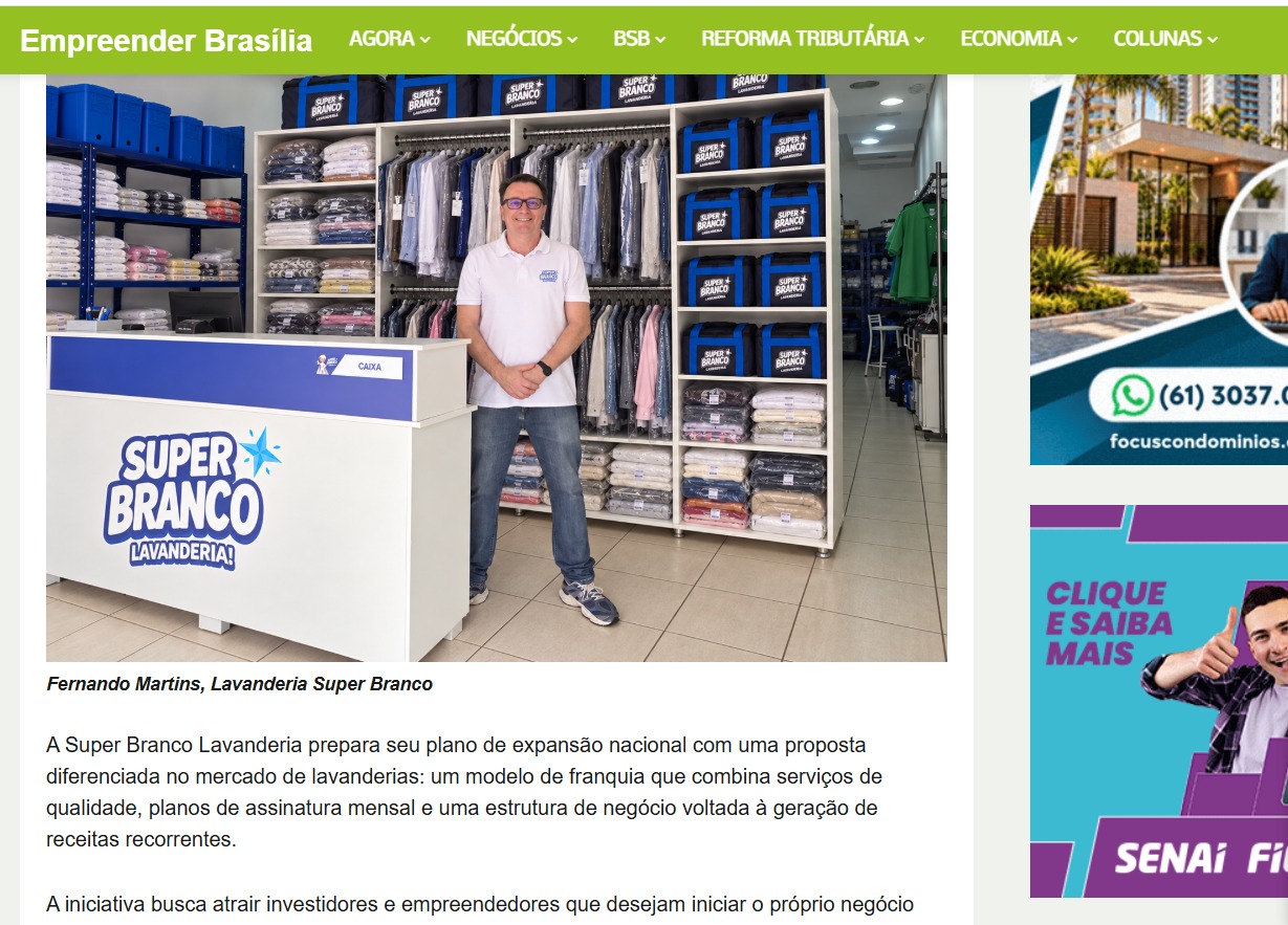 Super Branco Lavanderia planeja expansão nacional com modelo de franquia baseado em assinaturas mensais