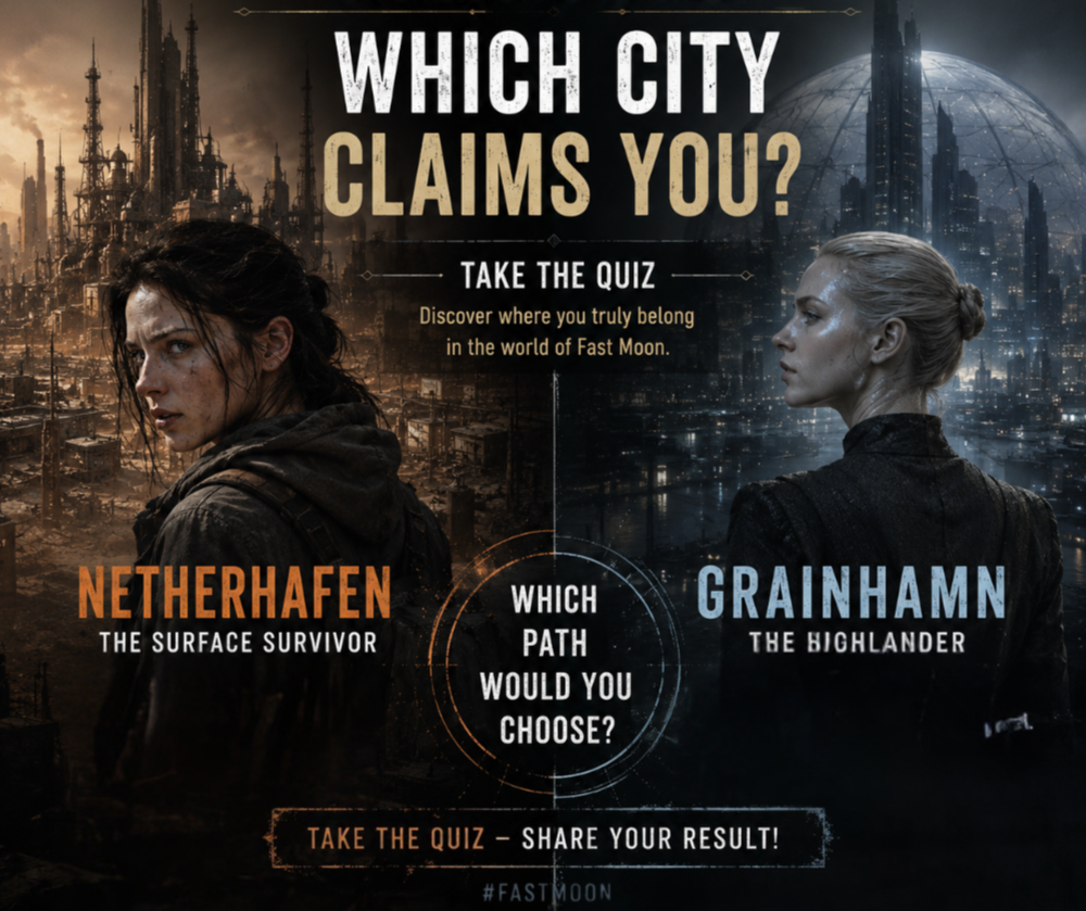 Which City Claims You? — NetherHafen, the surface survivor, and Grainhamn, the highlander, in the world of Fast Moon