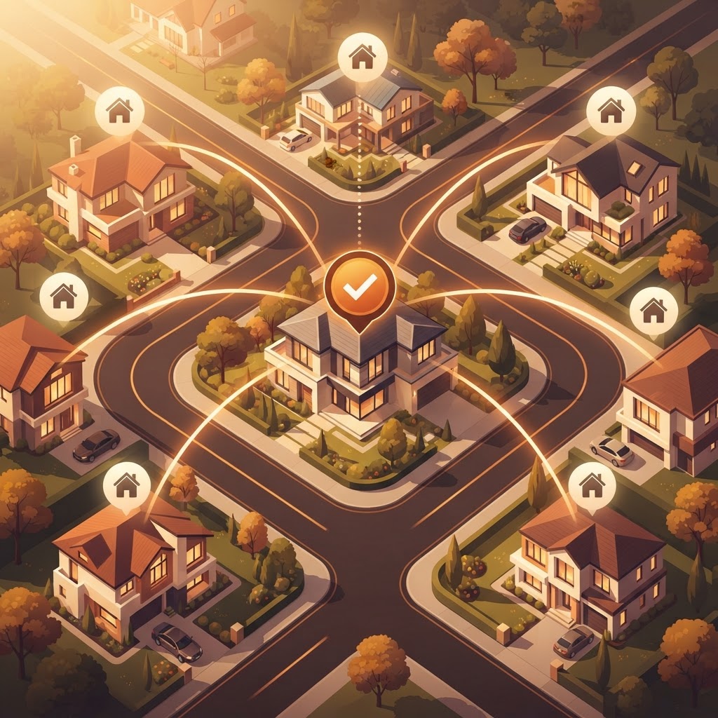 One completed job radiating referrals to nearby homes