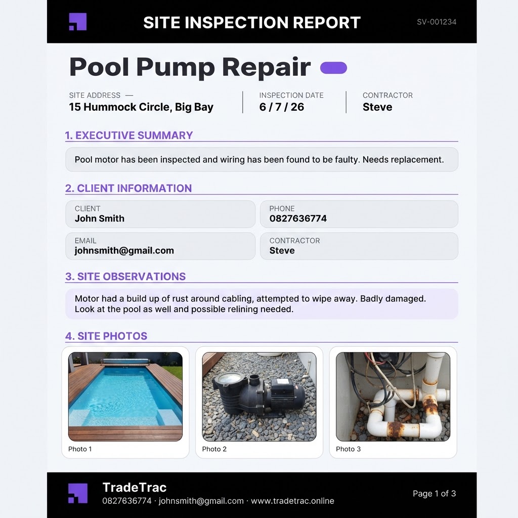 TradeTrac Site Inspection Report