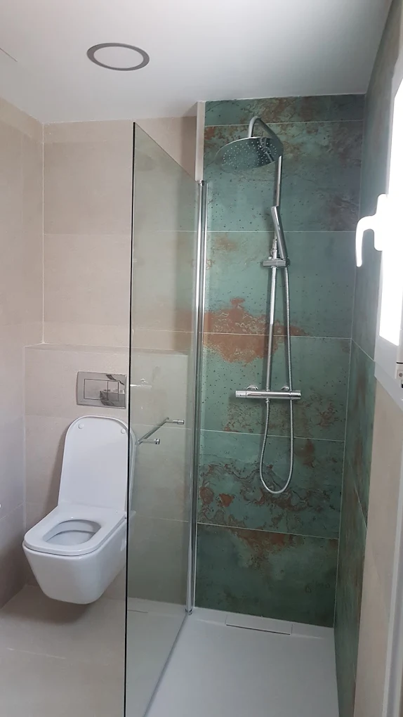 Baño con ducha y azulejo especial