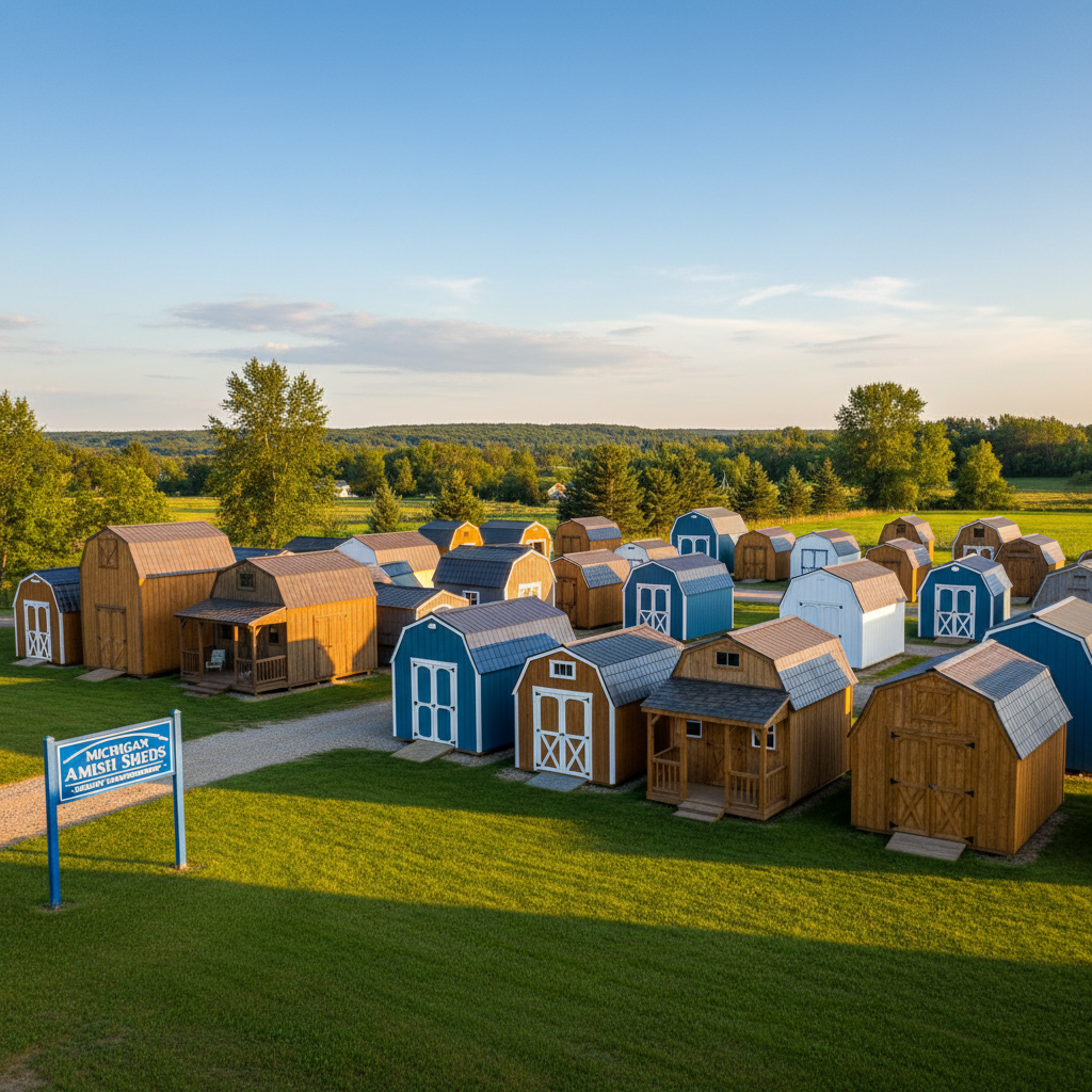 Display lot of Amish-built sheds