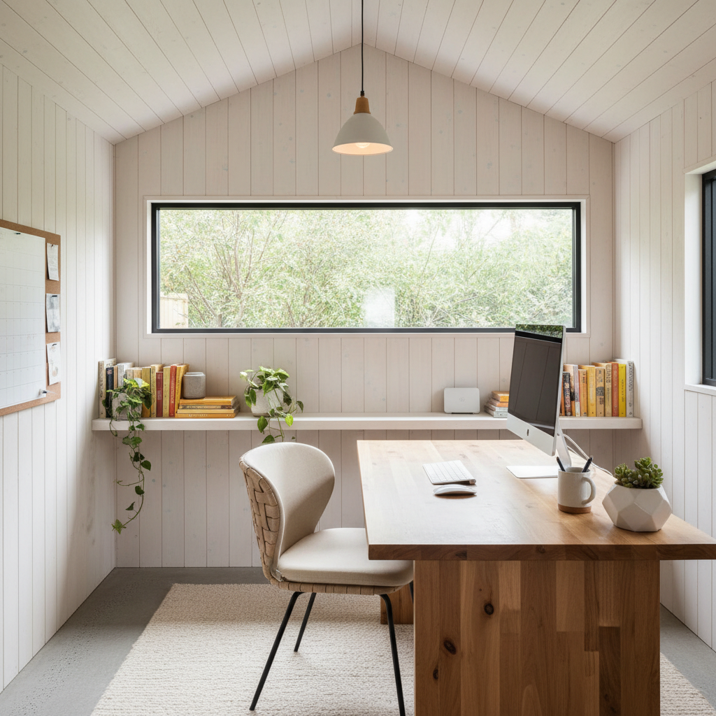 Backyard office shed interior