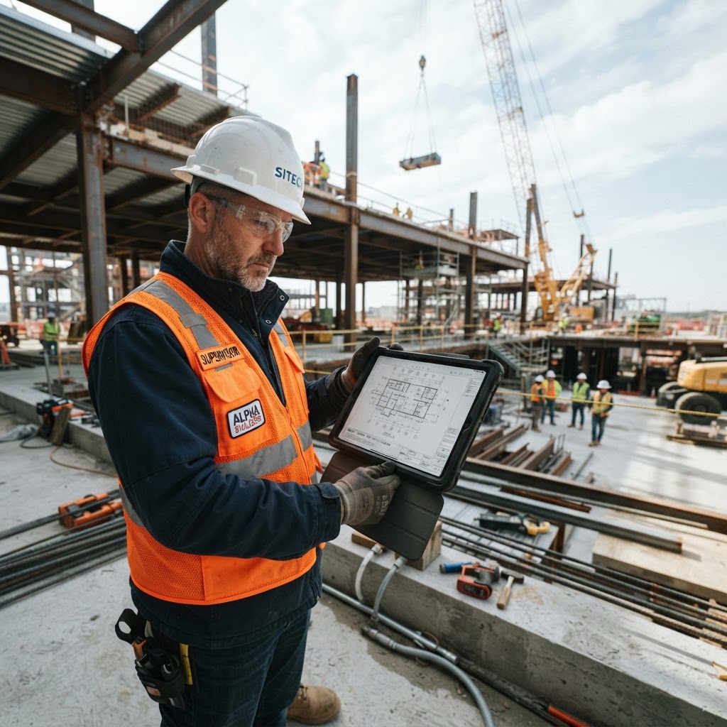 Supers review drawings, specs, and RFIs on a tablet instead of digging through paper sets