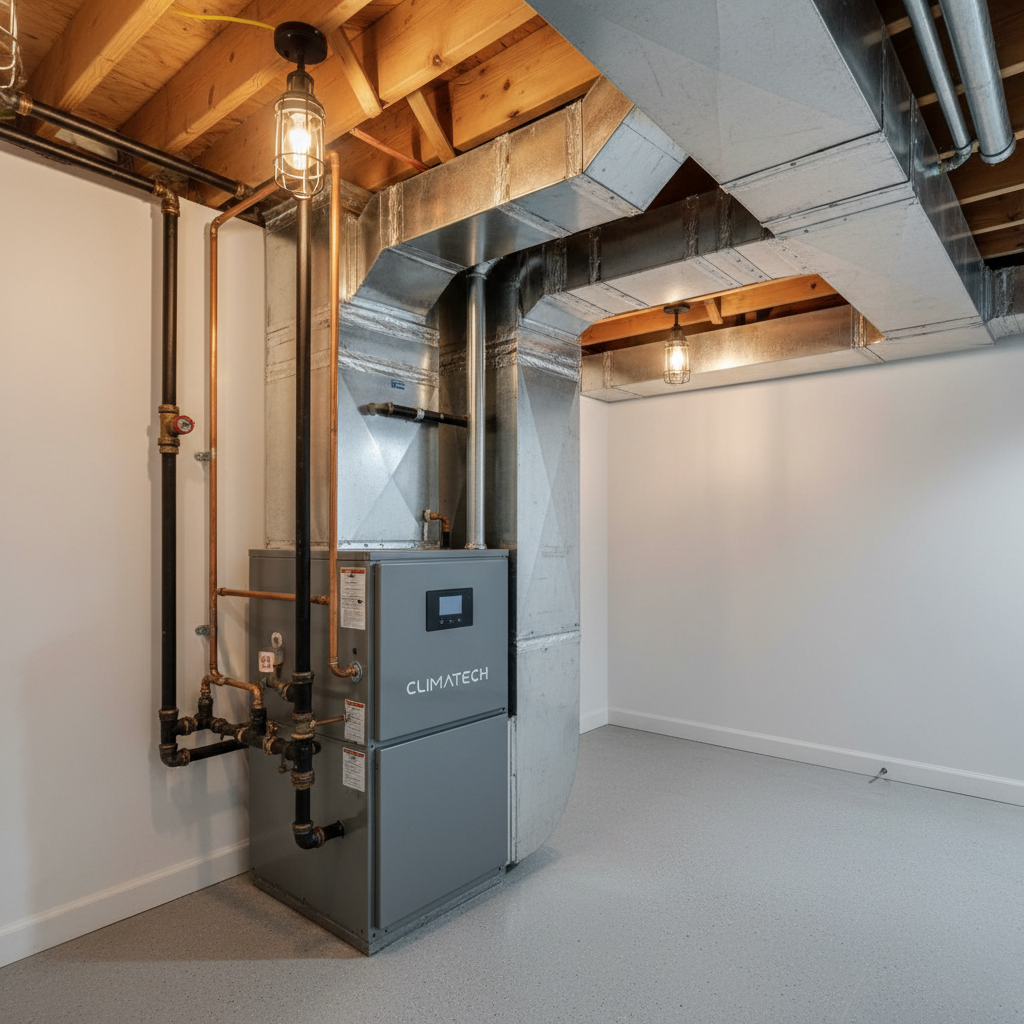 Fairfax Mechanical HVAC technician inspecting a furnace in Northern Virginia home